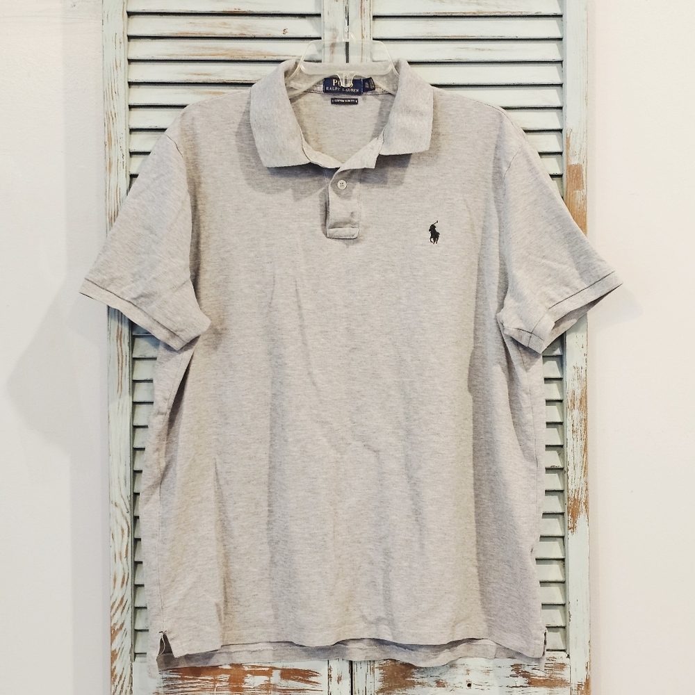 POLO RALPH LAUREN Shirt Mens Size XL Gray Casual Short Sleeve Workwear Top *Read